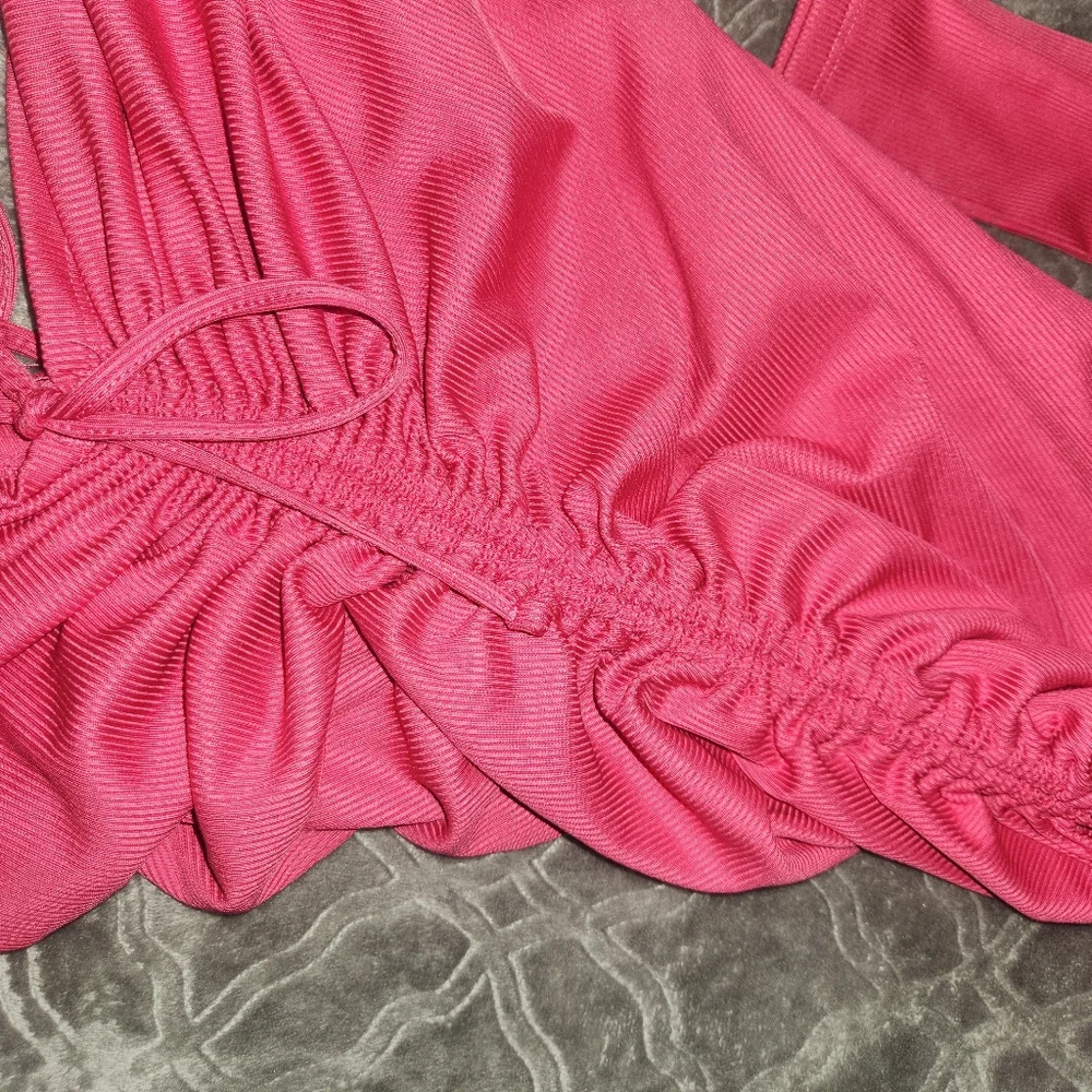 Pink BodyCon Ruched Dress - Picture 2 of 5